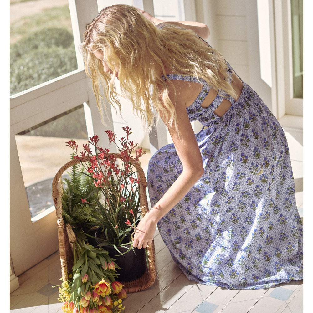 Hill House Home The Anita Nap Dress - Blue Block Print Size LBlue Block Print / - Picture 3 of 3
